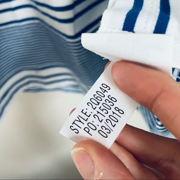 Vineyard Vines Blue White 3/4 Sleeve Striped Cotton Blend Lace Up Dress - Picture 12 of 14